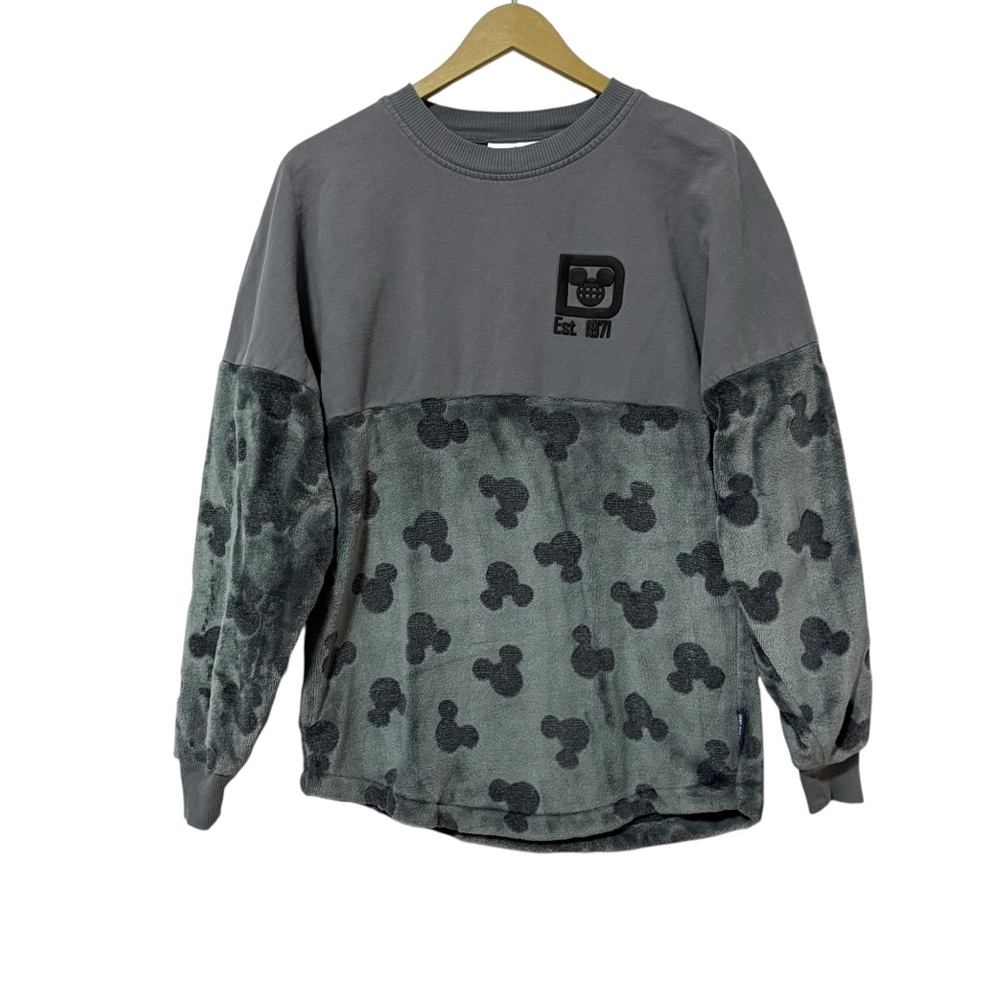 Disney Size XS Gray Icon Velour Mickey Head Spirit Jersey Sweatshirt Neutral